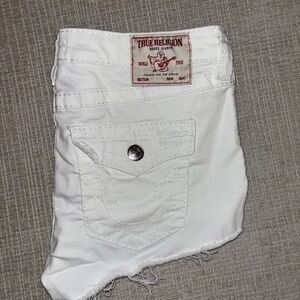 True Religion White Jean Shorts